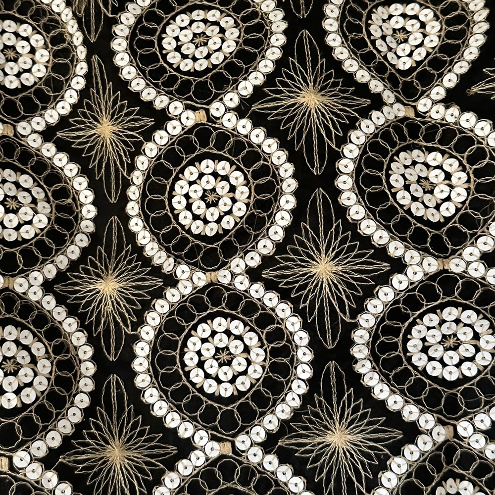 Tory Burch Isis Mini Skirt Womens 6 Black White Sequin Embroidered High Waist - Picture 6 of 6